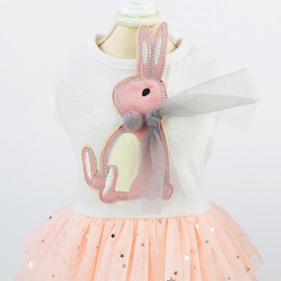 Dog Dress Soft Stretchy Cotton Sweet Rabbit Pattern Dog Clothes for Party