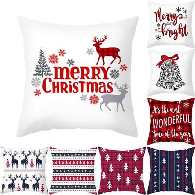 Merry Christmas Pillowcase Santa Elk Tree Pillowcase Winter White Decorative Pillowcase Christmas Pillowcase
