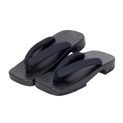 Kimono Living Men's Geta (Carved from a Single Piece of Natural Paulownia Wood) - Blackened Paulownia Wood, Sizes M/L, Comfortable (Plain Black, L)