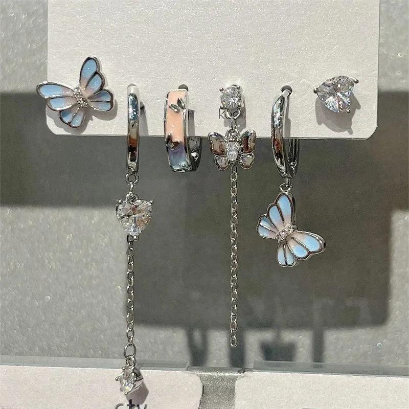 

Набор из 6 шт./компл. Готический панк Кристалл Звезда Луна Подвеска Серьги Набор Женские Винтажные Пусеты Эстетика Гранж Трендовые Y2K Циркониевые Аксессуары