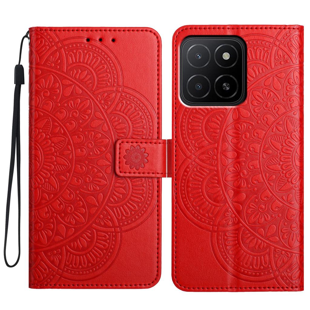 For Honor X5b Plus/X5b Leather Case with Card Slots Mandala Pattern Phone Cover Stand