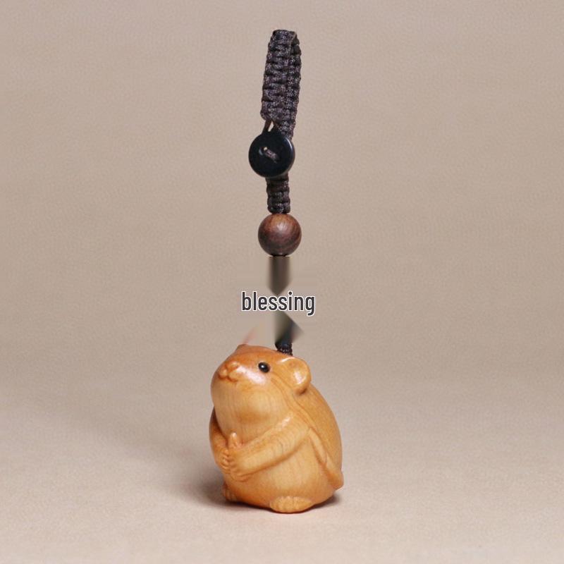 Cliff Cypress Zodiac Keychain Wood Carving Pendant Charm