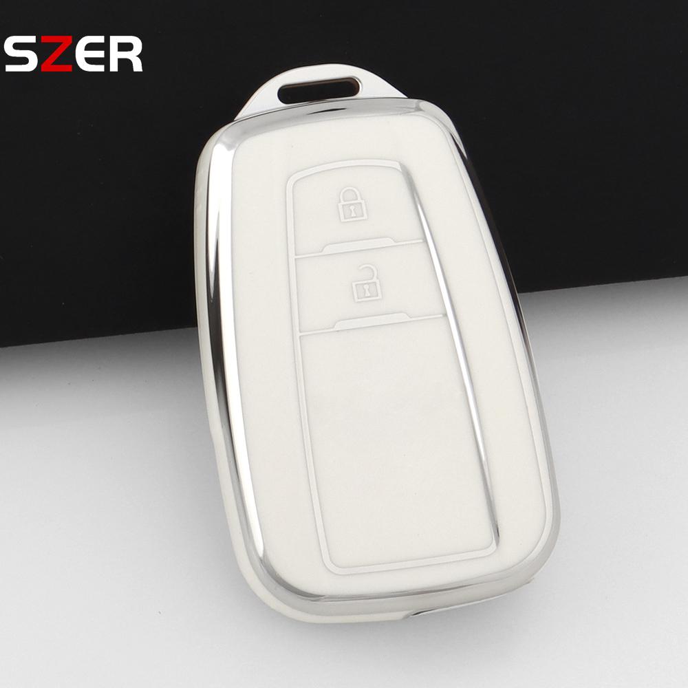 2 Buttons For Toyota Prius Camry Corolla Chr C-Hr Rav4 Land Cruiser Prado Tpu Car Key Case Cover Shell Fob Keychain Accessories
