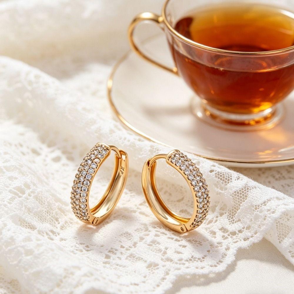 Ear Jewelry Zircon Hoop Earrings Temperament Women Sparkling Earrings  Daily Wear