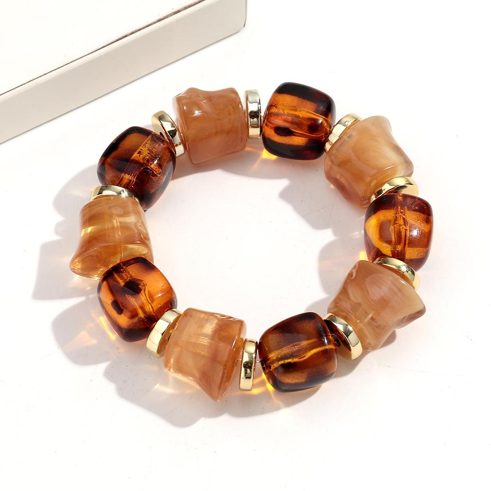 Boho Multicolor Resin Irregular Square Beaded Bracelet for Women Men New Trendy Acrylic Geometric Strechy Bracelet Jewelry Gifts