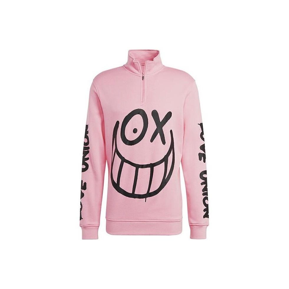 

adidas x André Saraiva Graffiti Print Half-Zip Sports Sweatshirt for Men, Pink IA6397 S
