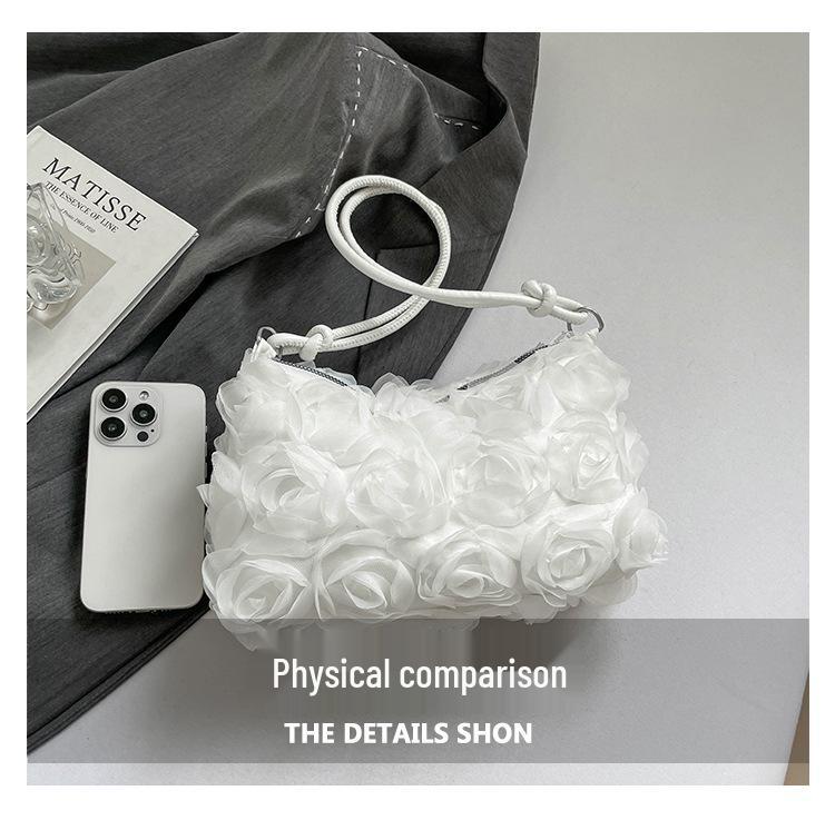 2025 Süße Blume Koreanischer Stil Schulterhandtasche - Frisch & Schlicht Lässiges Achseldesign für Herbst/Winter