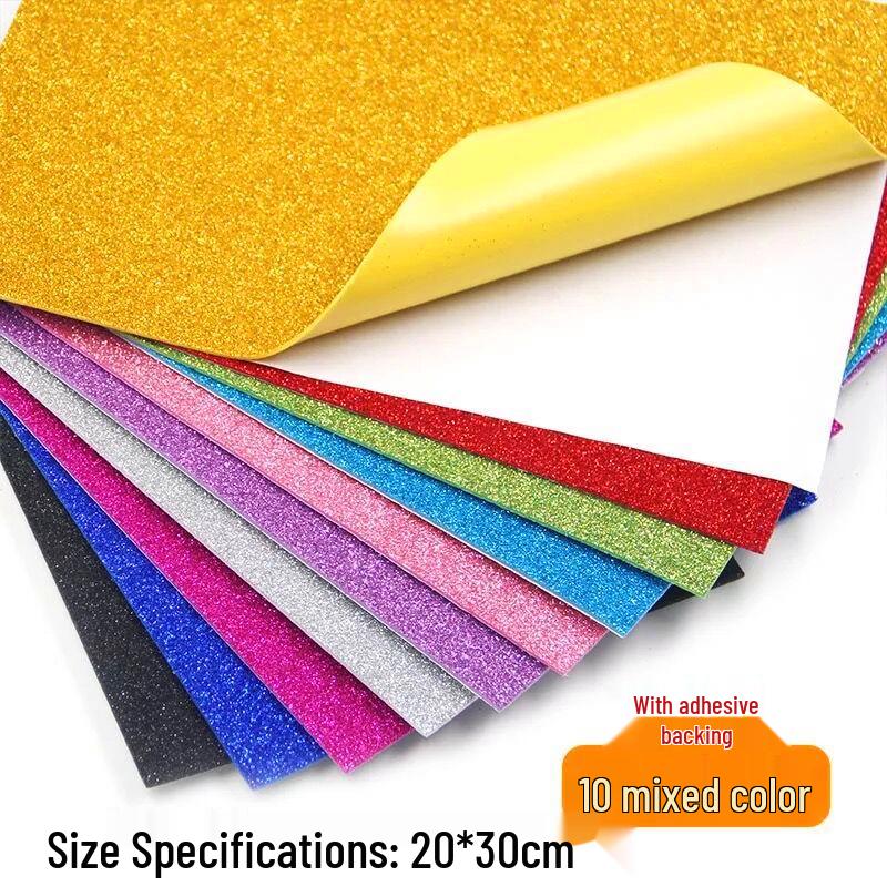 

Glitter Adhesive Backed Foam Paper – Flashy Colored Craft Material for Kids