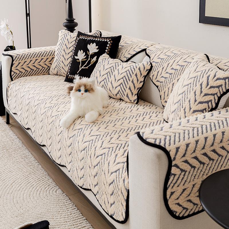 

Простая и современная подушка для дивана из хлопка Шу особой формы 2025, нескользящий чехол, цельная плюшевая подушка для сиденья из кожи 70*70cm