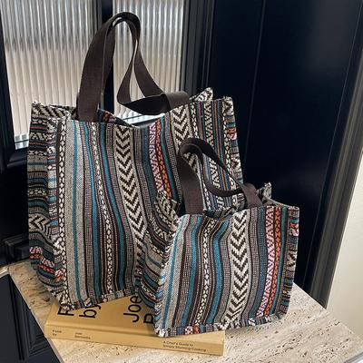 Large Capacity Ethnic Style Tote Bag for Women New Fashion Tote Bag for Women Ins College Students Class Bag
