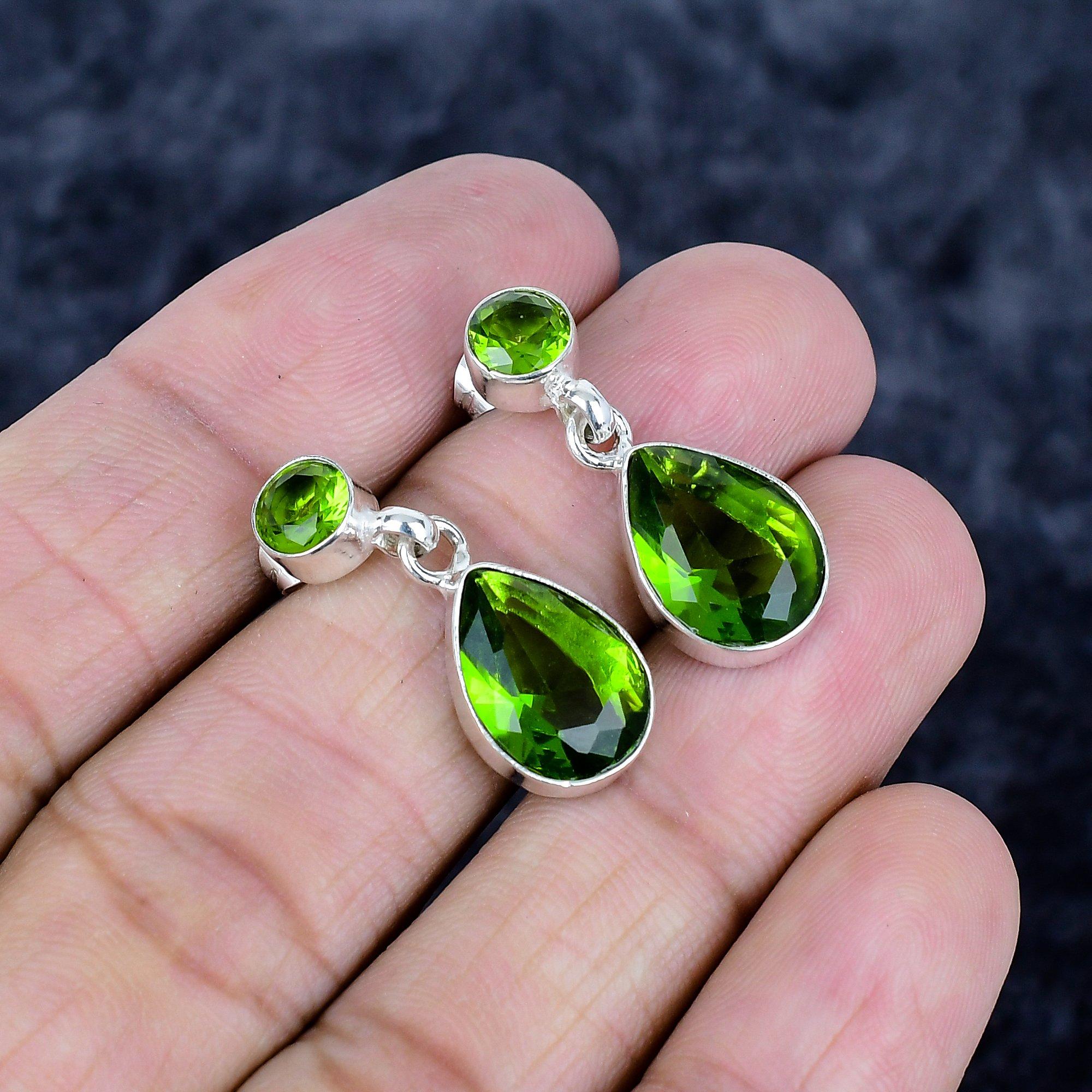 

Peridot Gemstone Handmade 925 Sterling Silver Jewelry Earring 1.18 MM-3486