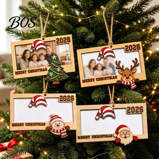 Hanging Holiday Decoration for Tree Wooden Money Holder, Personalized Cash Gift Wallet with Santa New Year Party Ornament Design, Creative Christmas