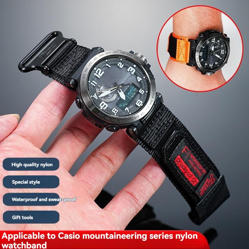 23mm 24mm Nylon Watch Strap for Casio PROTREK PRG-650 PRG-600 PRW-6600 PRW-61Y/50Y/51/70Y | Breathable Canvas  Watch Accessories