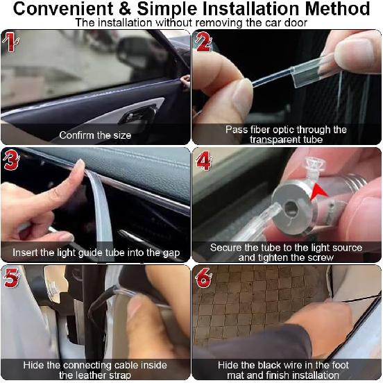 Interior Car LED Strip Lights APP Control, 5 In 1 RGB 16 Million Colors Ambient Lighting Kit With 236 Inches Fiber Optic, Music Mode Ide Car Lighting