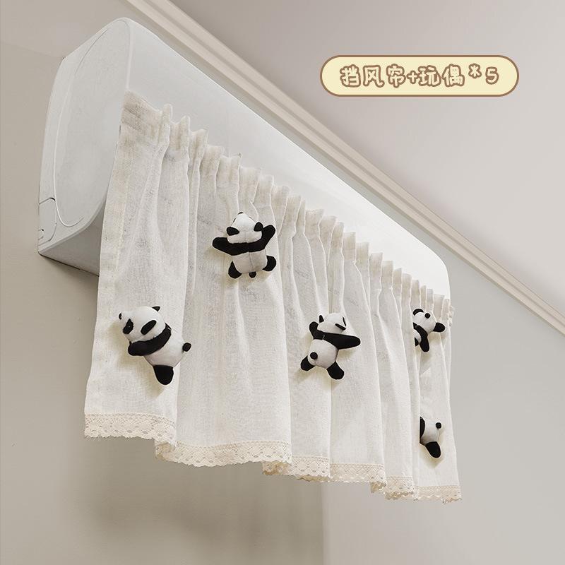 1Pc INS Cute Plush Doll Deco Windbreak Curtain for Air Conditioner Summer Cover Prevent Direct Blowing Cloth Bedroom Decoration