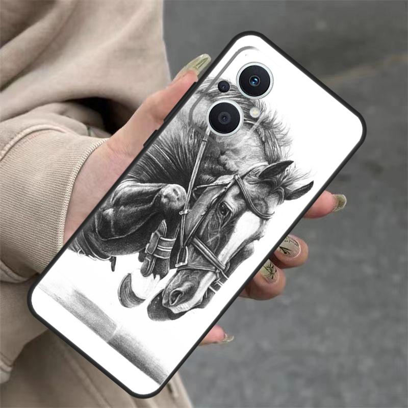Horse Sketch Case For OPPO Reno 14 10 11 12 13 Pro 11F 12F 13F 14F 7 8 Lite OPPO Find X9 X8 X5 Pro Cover