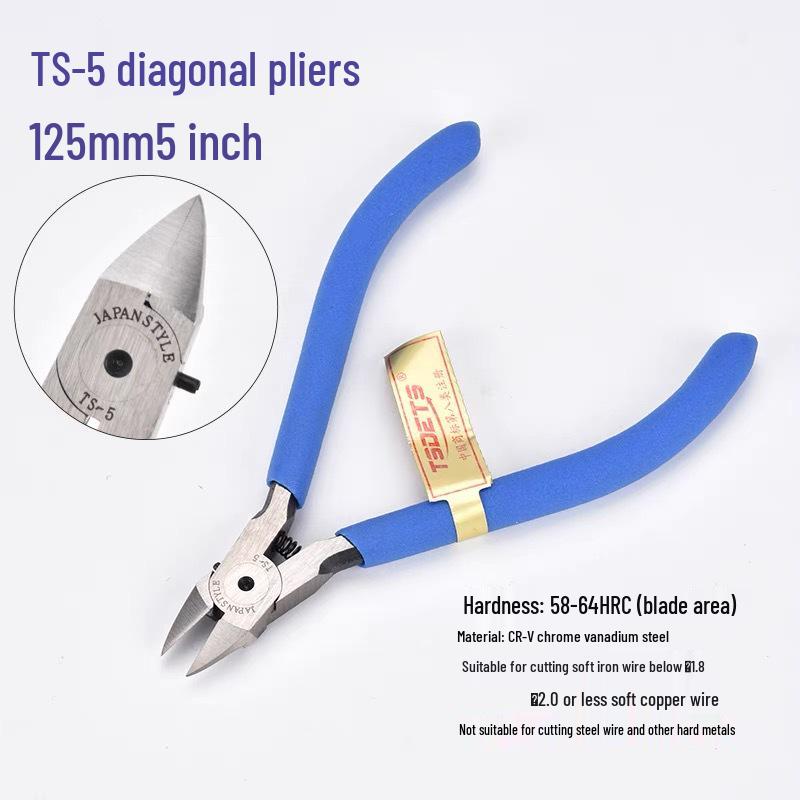 TSDETS Sprue Pliers Set: Includes 6" Side Cutting, 5" Diagonal Cutting, and 7" Wire Cutting Pliers for Plastic and Electrical Work.