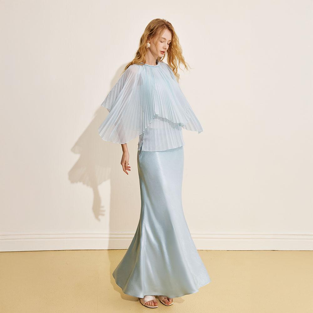 Waiwaiaiem Yy_Resort Blue Chiffon Top