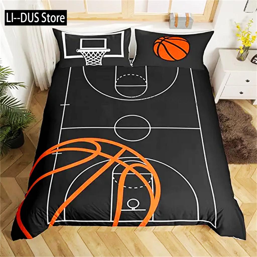 Duvet Cover Kids Basketball Bedding Set Cool Sport Theme Comforter Cover For Boys Teens Gifts Duvet Cover For Bedroom Decoration