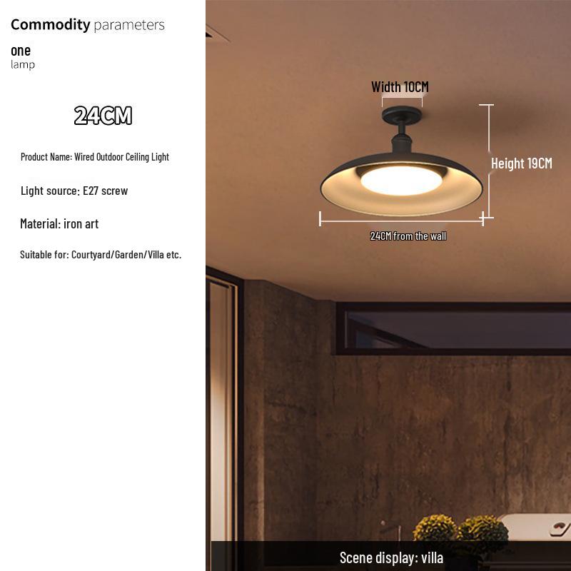 Outdoor Waterproof Industrial Ceiling Light for Entrance, Hall, Porch, or Balcony - New Minimalist Style.