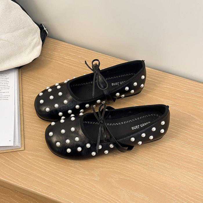 Perleťové Baleríny s Mašlí Dámské Elegantní Šaty Mary Jane Boty Jaro Podzim Jednoduché Nazouvací Zapatos De Mujer