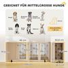 4 Panel Freestanding Pet Gate, Indoor Dog Barrier with Lockable Door, Support Feet, 360 Degrees Flexible Hinges, Oak
