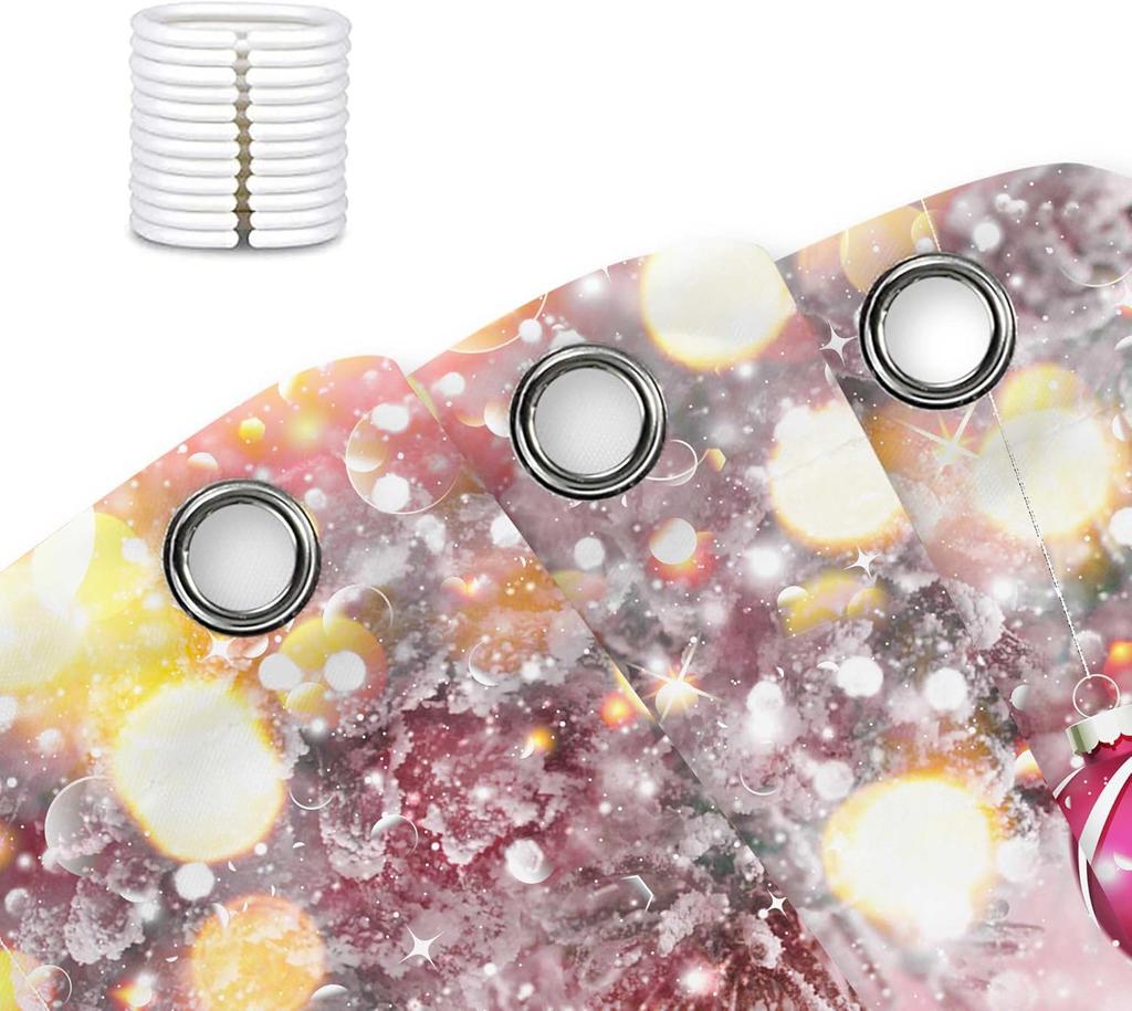 GAEWeihnachten Winter Schneemann Rosa Kugel Duschvorhang Schneeflocke Kiefernzweig Badezimmervorhang für Feiertagsdekorationen Wasserpr