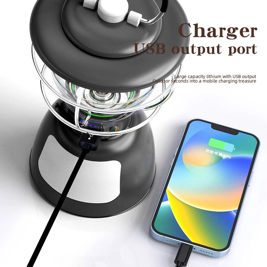 4000mAh Outdoor Camping Light Portable LED Ceiling Light Rechargeable Emergency Lighting Infinite Dimming Tent Decorative Light