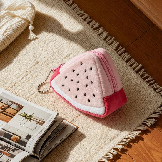 Plush Coin Purse Cute Wallet Small Coin Pouch Mini Change Purse Case Fruit Zipper