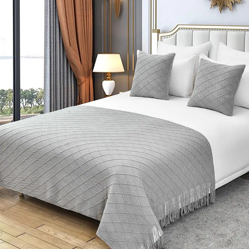 Bed End Scarf B&B Apartment Decoration Knitted Sofa with Scarf Hotel Bed Cover Bed End Blanket Hotel Bed Flag