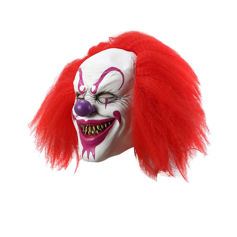 Halloween Mask Horror Latex Clown Face Cover Halloween Cosplay Party Adult Demon Props Headgear Scary Smiling Face Cover