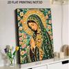 DIY Framed Pearl Bead Art Kit Religious Virgin Mary Floral Mosaic Sparkling Canvas Painting for Wall Decor Gift