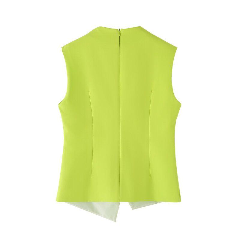 Fashion Style 2024 Summer New Arrival Women's Clothing Sleeveless Versatile Stylish Silm V Neck Vest Suit High Waist Pants