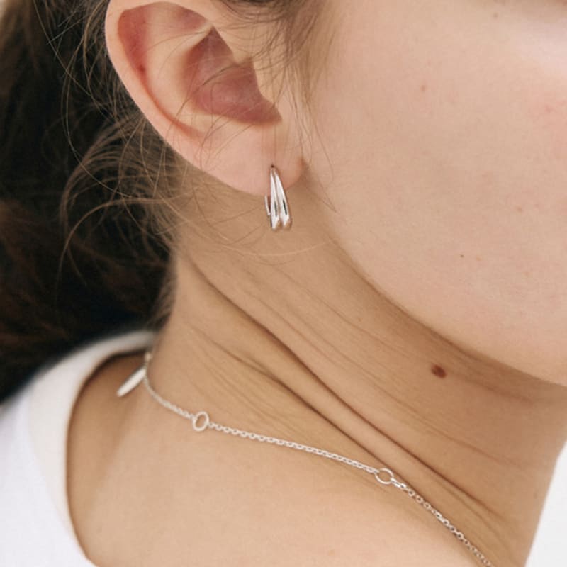 Poery Essential Double Hoops_Silver