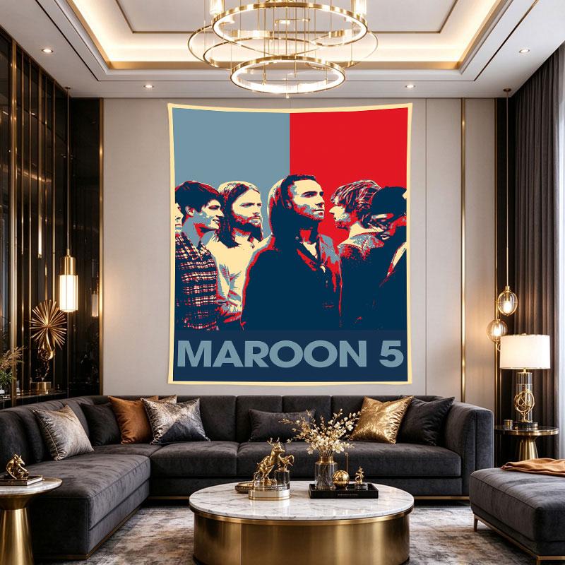 Maroon 5 Band Retro Red Blue Pop Art Concert Poster