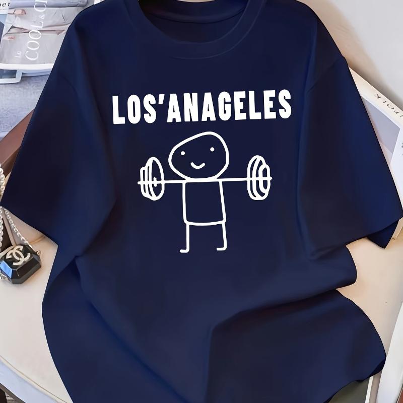 

Stick Figure Weightlifting Print T-Shirt,Lightweight T-Shirt Breathable Cool, Comfortable Wear XXL білий