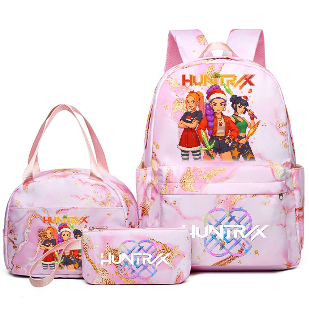 3Pcs/set Christmas Kpop Printed Backpack Handbag Pencil Case for Teenager Student Girl Boy Bookbag Schoolbag Women Large Capacity Travel Bag Kid Gift