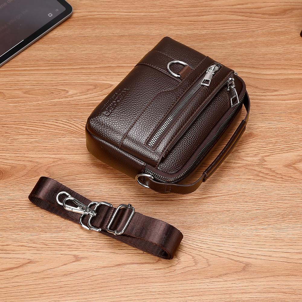 WEIXIER Men's Leather Messenger Bag Waterproof Crossbody Shoulder Bag Briefcase Satchel Travel Work Bag