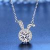 6.5mm Summer 925 Sterling Silver Moissanite Necklace For Women Cute Rabbit Pendant D VVS1 Fine Jewelry