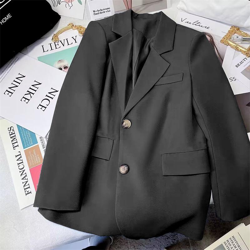 

2025 Шикарный синий женский пиджак для миниатюрных: Повседневный пиджак в корейском стиле для весны и осени XXL чёрный