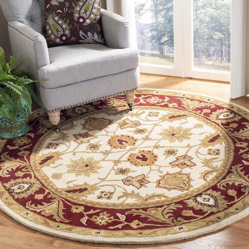 Retro Floral American Round Carpet Universal Anti Slip and Comfortable Carpet for Bedrooms and Living Rooms