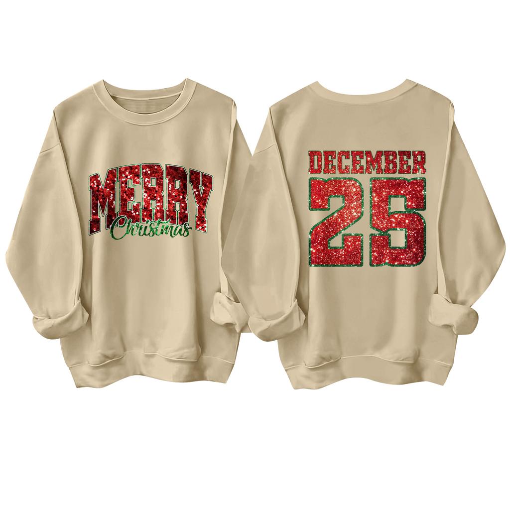 Weihnachts-T-Shirts und Sweatshirts, Damen-Sweatshirts, Langärmelige Pullover-Sweatshirts, Damen-Langarmtops