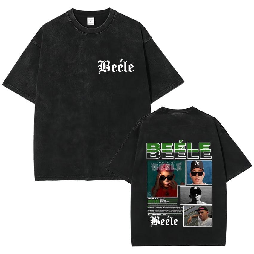 Rapper Beele Harajuku Album Vintage Washed Fashion TShirt Mens Oversized Tee Shirt Cozy Crewneck Short Sleeve T Shirt Fans Gift