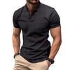 Camicia Estiva da Uomo Girocollo Maniche Corte Monocolore Pullover Bottoni Morbida Traspirante Casual Lunghezza Media Top da Lavoro Quotidiano da Uomo