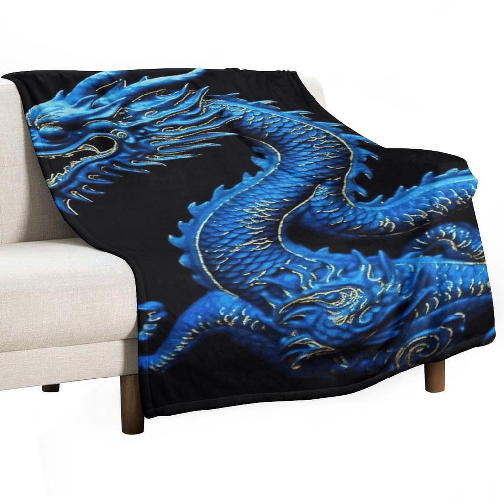 Blue Dragon Print Gift Blanket Home Decoration Gift Soft Flannel Blanket Nap Blanket Gift Blanket Source
