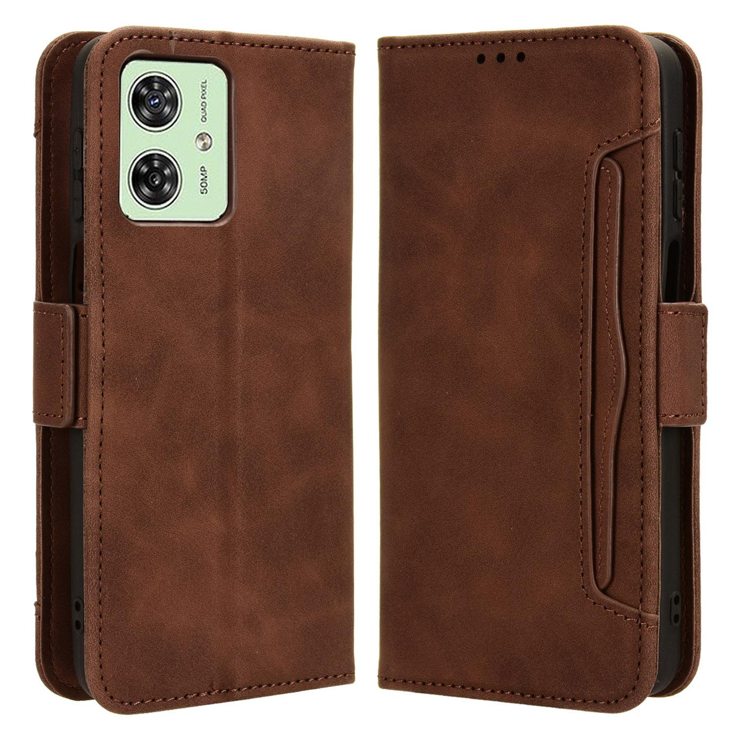

For Motorola Moto G54 5G/G54 Power 5G/G64 5G/G64y 5G Case PU Leather Wallet Folding Stand Phone Cover Brown