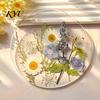 Modern Kitchen Table Decor Floral Print Acrylic Coaster, Non-Slip Surface Heat Resistant Protection Cup Pad, Mother's Day Gift Ideas Transparent Round