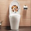 Adhesive Toilet Sticker Waterproof 3D Orange Cat Wall Decal No Glue Residue Decorative Sticker