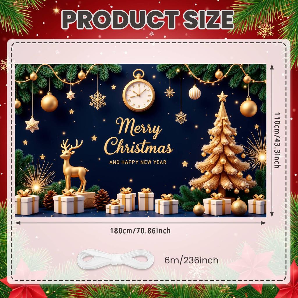 New Year Banner Gift Box Decor Holiday Event Banner Christmas Party Banner Christmas Tree Design For New Year Eve Christmas Eve