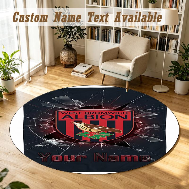 Round Rug Custom NameWest Bromwich Albion FC Pattern Non Slip Carpet Home Floor Decor